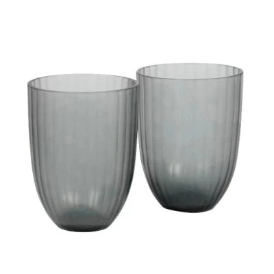 Bison Home Glassware - Brian Tunks Cut Glass Iguassu Tumbler Set X 2 (Slate) 3 Bison Home Glassware - Brian Tunks Cut Glass Iguassu Tumbler Set X 2 (Slate)