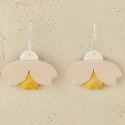 Erin Lightfoot Porcelain Earrings - Bloom Drop (Pink & Gold) 3 Erin Lightfoot Porcelain Earrings - Bloom Drop (Pink & Gold)