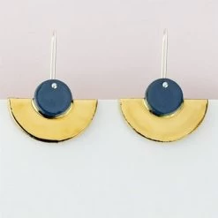Erin Lightfoot Porcelain Earrings - Blue Crescents