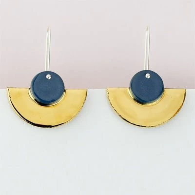 Erin Lightfoot Porcelain Earrings - Blue Crescents 3 Erin Lightfoot Porcelain Earrings - Blue Crescents
