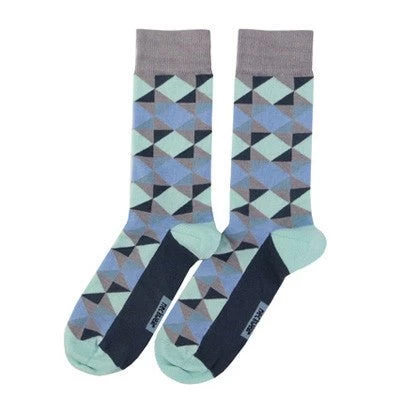 Socks - Grey & Blue Diamonds 3 Socks - Grey & Blue Diamonds